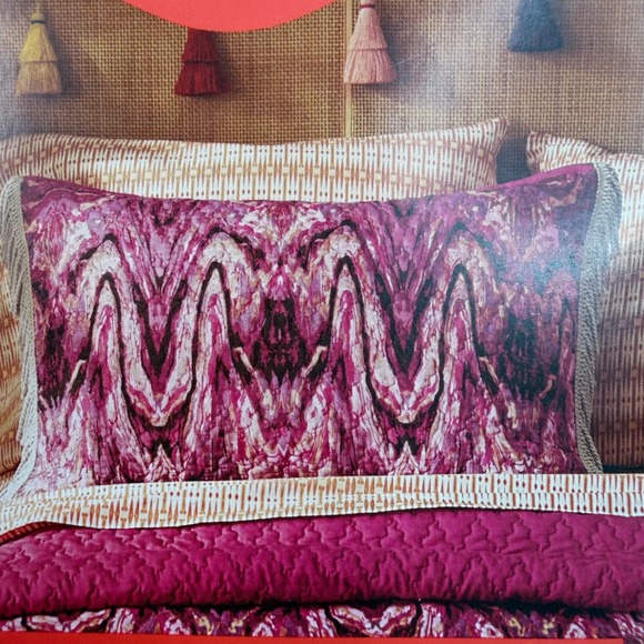 Jungalow Pillow Sham Set of 2  The End of Pages Print Fringe Pillow Cases 20x26" - Picture 2 of 5